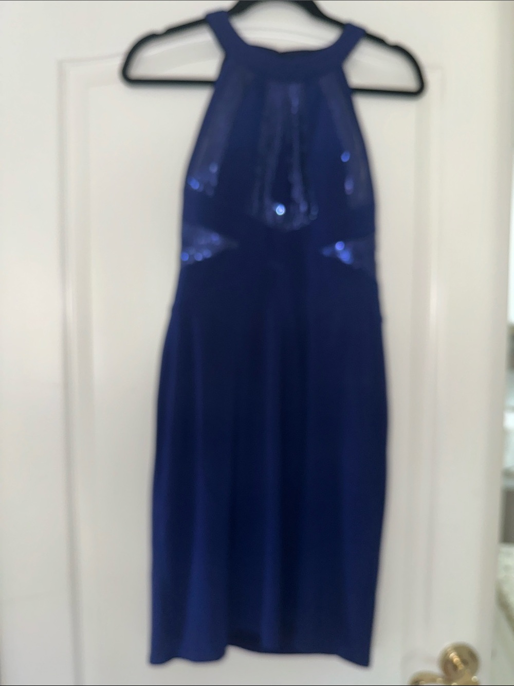 Backless Halter Evening Dress in Royal Blue
